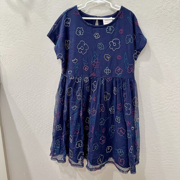 Hanna Andersson Navy Floral Embroidered Dress in Soft Tulle - Picture 1 of 8